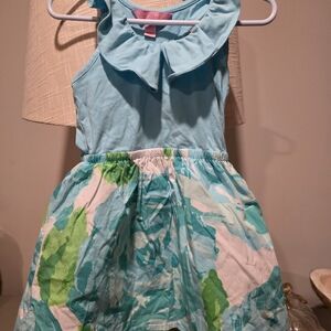 XS (2t-3t) Lilly Pulitzer Aqua and Green Girls Racerback Dress